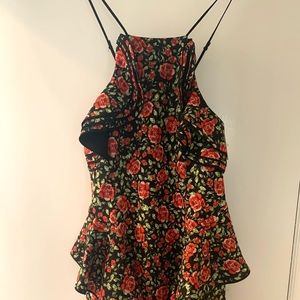 C/MEO Collective Black Rose Outline Halter